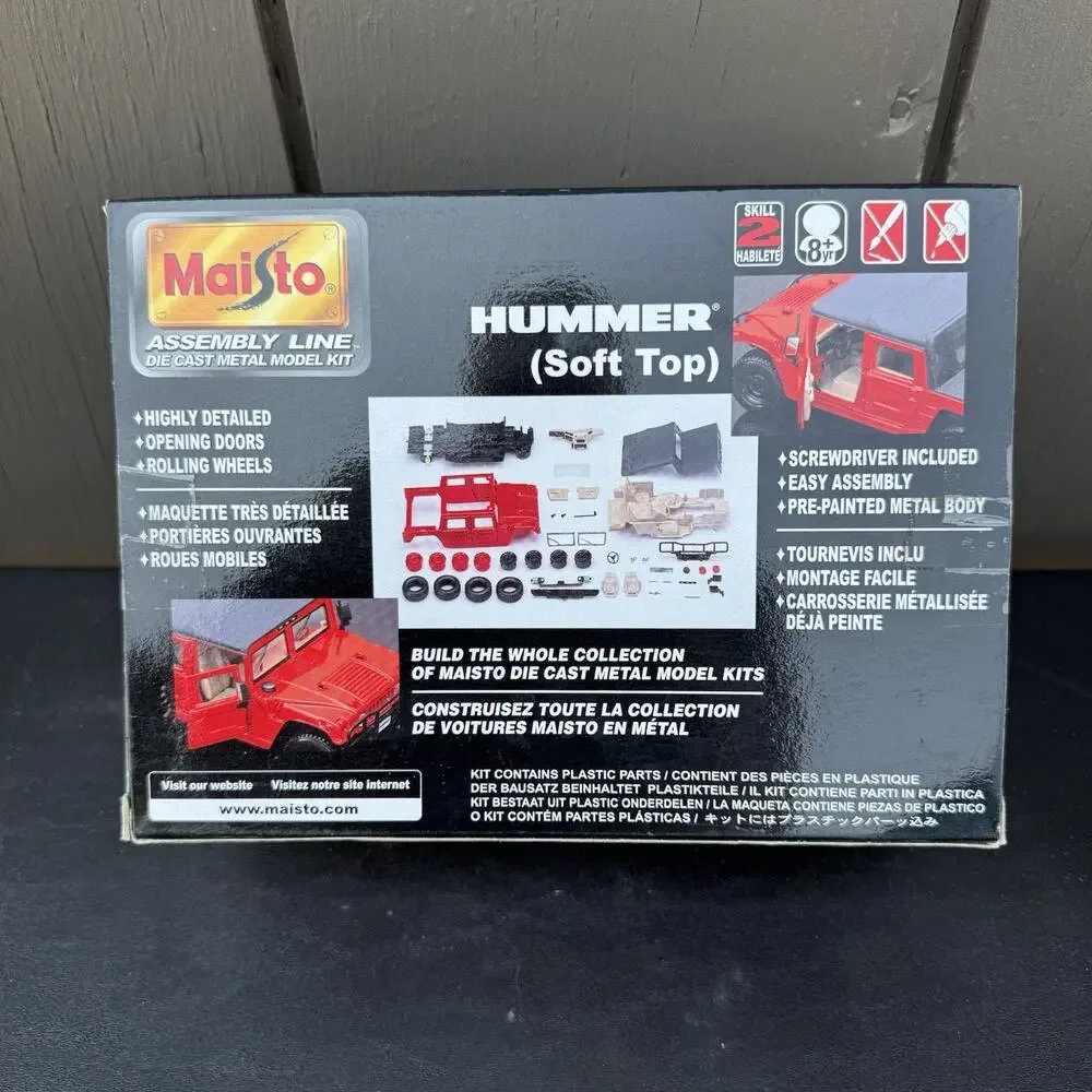 Vintage Maisto 1:27 Die-Cast Special Edition Red Hummer Kit Soft Top